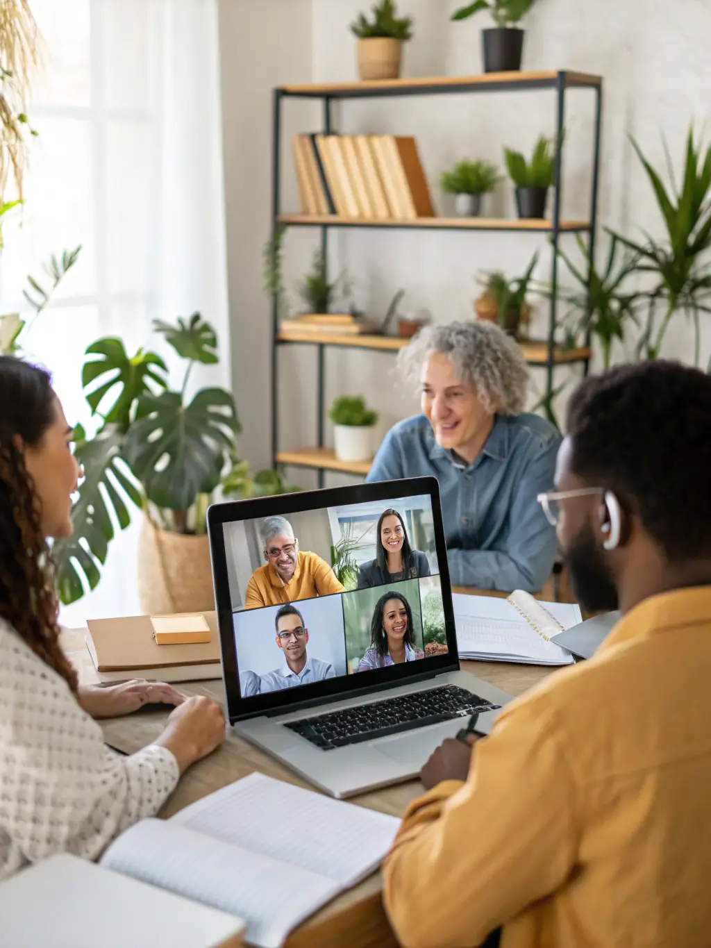 An image showing a diverse sales team working remotely but connected, emphasizing the scalability and reach of virtual sales teams.