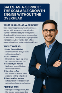 Sales-as-a-Service Outsourced sales teams Outsourced sales solution B2B sales outsourcing Scalable sales model Flexible sales force Sales outsourcing services Sales team as a service On-demand sales reps Revenue growth solutions